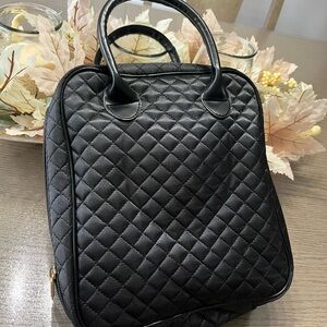 Elegant Black Quilted Toiletries, Hair Dryer Travel Bag 🌿🆕🌿